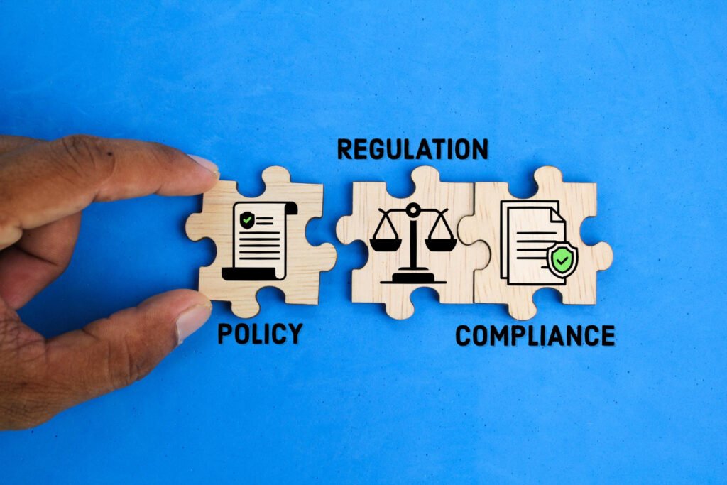 The Crucial Role of Legal Consultation for Business Ventures in Greece 1 wooden puzzle words are also icons policy rules compliance industrial concept